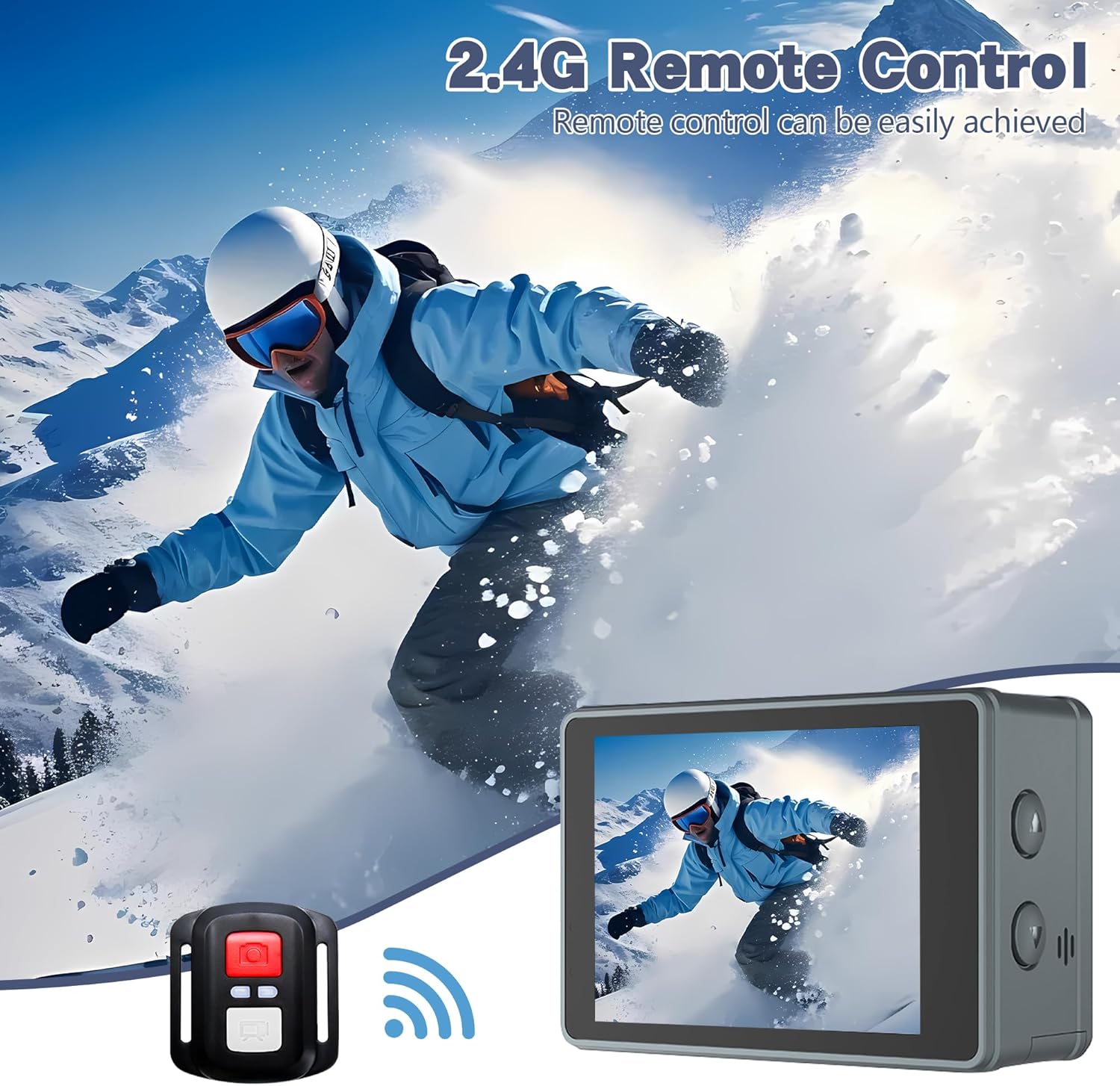 Action Camera 5K30FPS, 48MP Ultra HD Underwater Camera EIS WiFi Remote Control Dual Touchscreens Sport Cameras with 32GB SD Card, Microphone and Helmet Mount Accessories Kits - Image 6